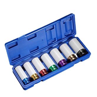OEM Juego De 7 Vasos De Impacto De 1/2 Acero Crmo De Alta Resistencia Protecci&oacute;n De Borde Estuche Pr&aacute;ctico