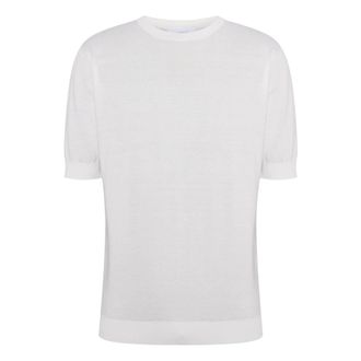 Lardini Round-neck Knitwear, male, White, Size: XL Round-neck Short-sleeve Sweater