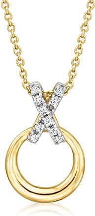 Ross-Simons Diamond Xo Pendant Necklace in 14kt Yellow Gold