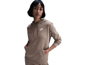 Nike Club Fleece Pullover Hoodie Womens Sweatshirt Mink Brown/Heather/White : 2XL (US 20-22), Cotton/Fleece/Polyester