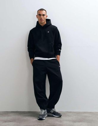 Champion Champion Core Heritage pantaloni barrel leg jogger con coulisse neri-Nero