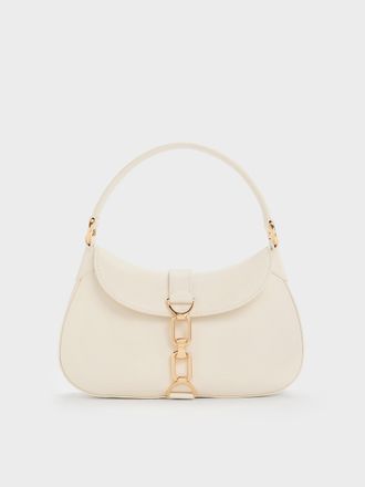 Charles & Keith Agatha Chain-Accent Hobo Bag