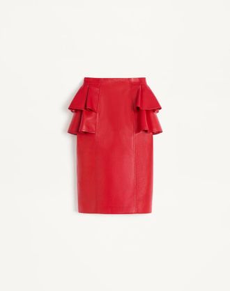Valentino Leather Midi Skirt Wo
