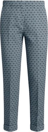 Etro Cropped Trousers, female, Blue, XL, Elegant Floral Jacquard Trousers