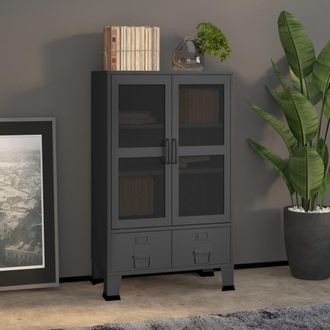 vidaXL Ba&uacute;l De Almacenaje Industrial Metal Antracita 70x40x115 Cm Vidaxl