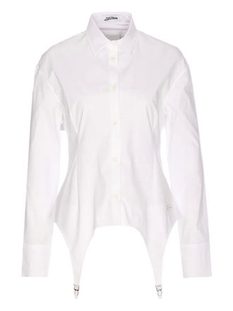 Jean Paul Gaultier Jaretekkes button-front logo-plaque shirt - women - Cotton/Elastane - 36 - White