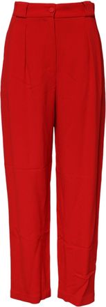 Dolce & Gabbana Red Viscose High Waist Tapered Womens Pants (Pre-Owned)