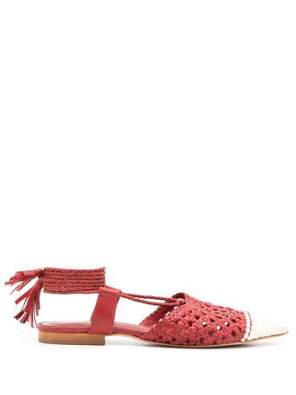 Sarah Chofakian Lovina woven ballerina shoes - women - Leather - 39 - Red