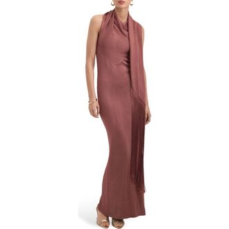 Mango Shawl Sleeveless Knit Maxi Dress in Russet at Nordstrom, Size 6