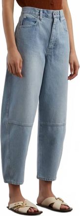 Frame Denim Twisted High-Rise Barrel Jeans In Never