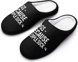 Generic Dogs Because People Suck Slippers Men Winter Warm Cotton Anti-Slip Indoor Slip-Ons House Shoes