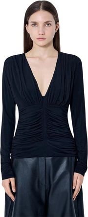 Sportmax Top met lange mouwen en V-hals - Dames - Longsleeves - Zwart - S - Tops
