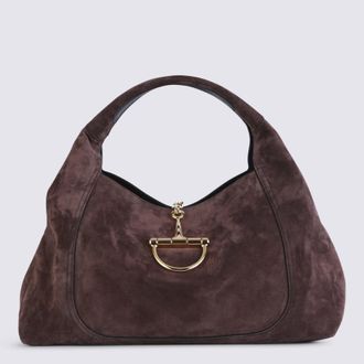 Gucci Chocolate Suede Softbit Tote Bag