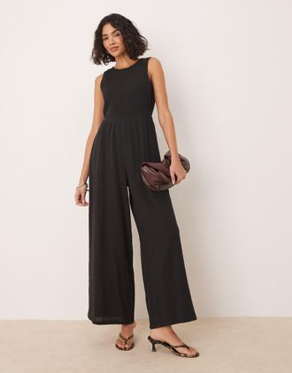 Nobody's Child Ruth wide leg jumpsuit in black