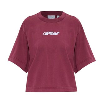Off-white Tops, Dames, Paars, L, Katoen, Het Logo T-shirt