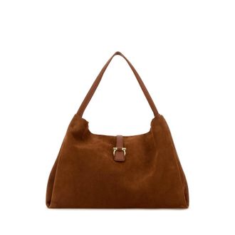 Ferragamo Caramel Suede Shopping Bag