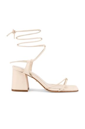 Raye Womens Voyage Heel Leather Square Toe Sandals In Bone White