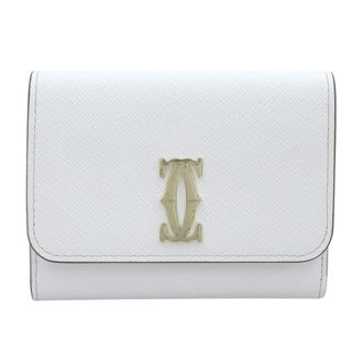 Cartier White Leather Coin Purse/Coin Case (Pre-Owned)