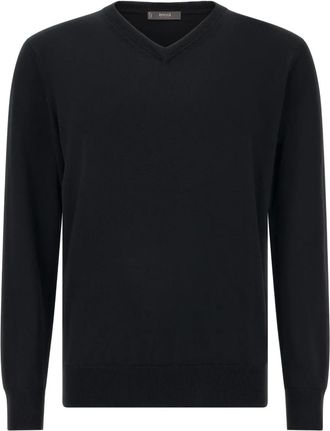Boggi Milano Maglione in lana merino con scollo a V - Nero
