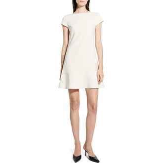 Theory Bateau Neck Tiered Minidress in Rice at Nordstrom, Size 12