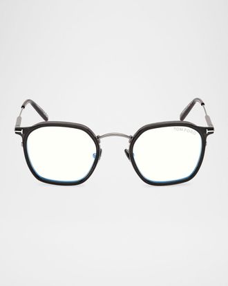 Tom Ford Men & apos;s FT5974-BM Square Blue-Block Optical Frames