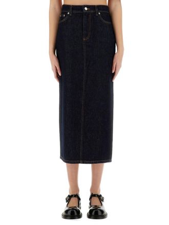 Moschino Denim Solid Midi Skirt