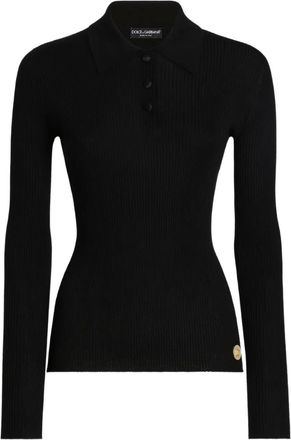 Dolce & Gabbana Polo a coste a maniche lunghe - Nero