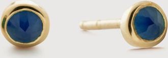 Monica Vinader Gold Gemstone Stud Earrings Blue Sapphire