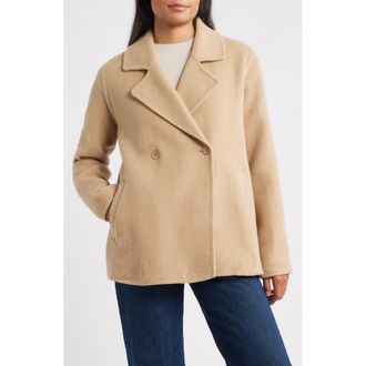 Eileen Fisher Double Breasted Wool Trench Coat in Biscuit at Nordstrom Rack, Size Large P
