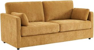 Sweeek Sof&aacute; desenfundable de tela lisa de 2 plazas, ocre