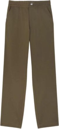 Maison Kitsun&eacute; Casual Katoenen Gabardine Broek met Borduursel - Heren - Straight fit broeken - Groen - 4XS - Katoen - Broeken