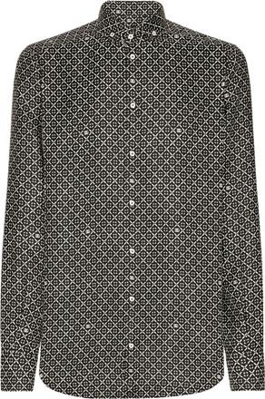 Dolce & Gabbana geometric-print silk shirt - men - Silk - 41 - Black
