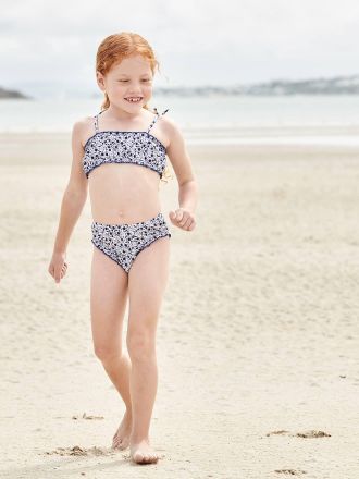 Vertbaudet M&auml;dchen Bikini, Blumen blau