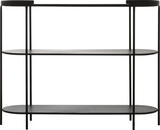 Premier Housewares Console Table, Black Console Table with Glass Top, Glass and Metal Console Table, Three Tier Hallway Table