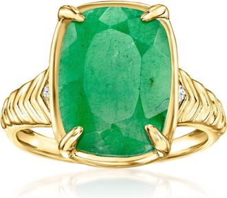 Ross-Simons Emerald Ring With Lab-Grown Diamonds in 18kt Gold Over Sterling
