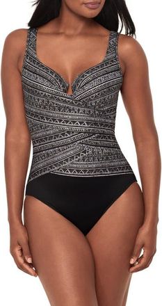 Miraclesuit Elysium Escape Underwire One-Piece Swimsuit in Black/White at Nordstrom, Size 12