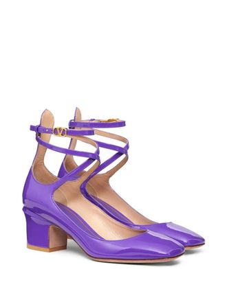 Valentino Garavani Patent Leather Crossover Ankle Strap Pump - Purple