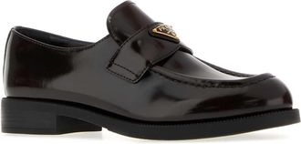 Prada Womens Dark Brown Leather Loafers Bruciato Mocassini