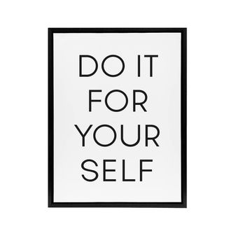 Artery8 Do It For Yourself Black & White Bold Simple Framed Canvas Art Print | Size: W24 x H32