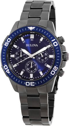 Bulova Performance Sport Chronograph Quartz Blue Dial Mens Watch 98A314