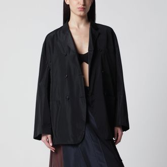 Prada Black double-breasted technical taffeta jacket