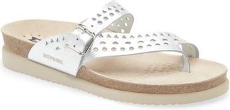 Mephisto Helena Perforated Toe Loop Sandal in Silver Bahia at Nordstrom, Size 12