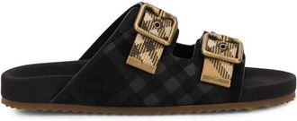 Burberry Check Detail Slide Sandalen - Dames - Sandalen - Zwart - 37 EU - Schoenen