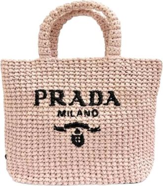 Prada Borsa Tote Pre-owned in Rafia - - Pre-owned - Donna - Rosa - ONE SIZE