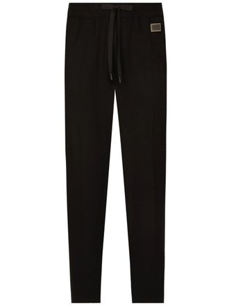 Dolce & Gabbana logo-tag drawstring-waist trousers - Black