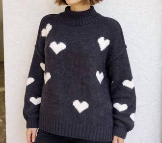 Astrid Heart Sweater In Black