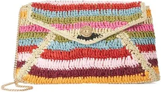 Dune London Essentials Stripe Straw Clutch in Multi-Synthetic at Nordstrom