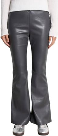 BERENICE Faux Leather Flare Pants In Anthracite Grey