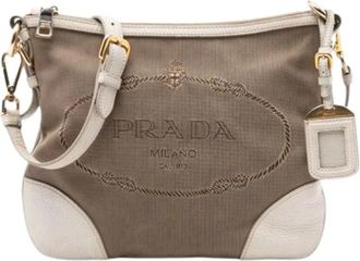 Prada Pre-owned Cross Body Bags, female, Brown, Size: ONE SIZE Pre-owned Canvas Crossbody Bag