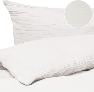 Beliani Conjunto De Funda De Edred&oacute;n Moderna De Muselina De Algod&oacute;n 150 X 200 Cm Blanco Crema Sumner